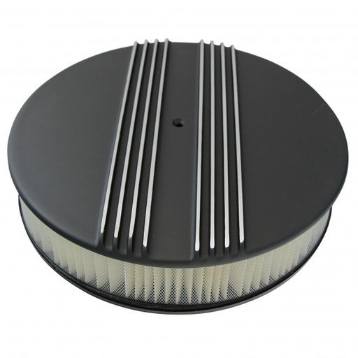 [68-478] Black Alloy Dual Centre Finned Air Cleaner 14" x 3" Holley Edelbrock Paper Filt
