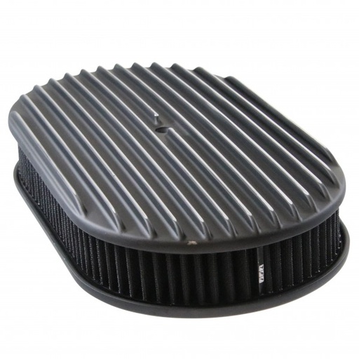 [68-481] Oval Black Full Finned Air Cleaner 15" x 2" Holley Edelbrock Quadrajet Carter