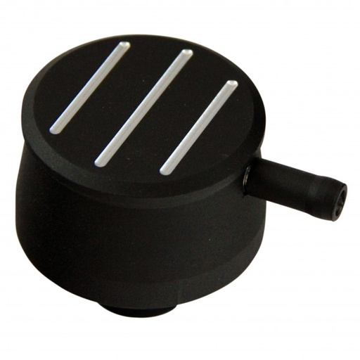 [68-514] Valve Cover Breather Cap Push In 1"(25mm) Neck Alloy Black Ball Milled with Pcv