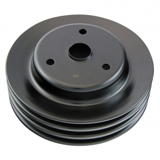[69-260] Pulley Crankshaft Triple Groove Lwp Black Steel Small Block Chevrolet 265-400