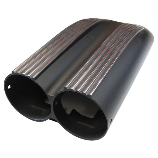 [69-320] Scoop Shotgun Dual Finned Black Alloy Hood Scoop 19.5" Long